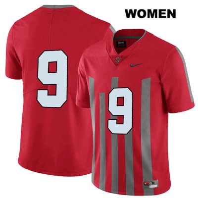 Women's NCAA Ohio State Buckeyes Jashon Cornell #9 College Stitched Elite No Name Authentic Nike Red Football Jersey MR20Z60PC